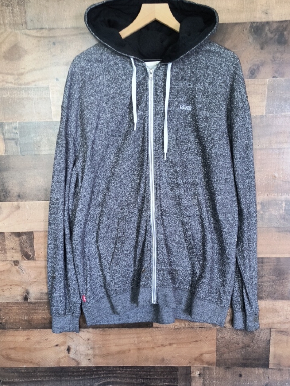Vans Black/Gray Heather Full-Zip Hoodie Sweater Sz XXL Men's